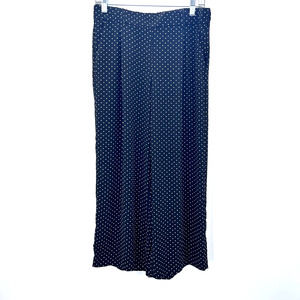Halogen Black White Polka Dot Loose Fit Straight Leg Career Casual Pants Small